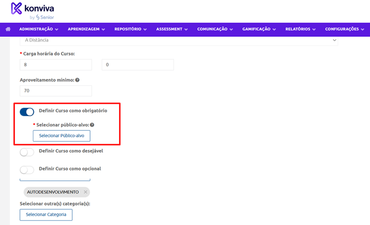 Definir como obrigatório