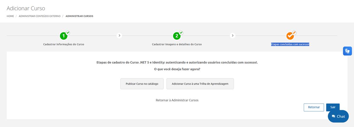 Etapas concluídas