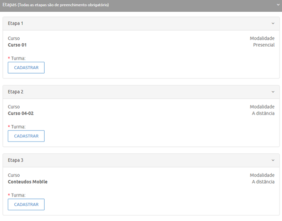 Etapas de cursos modulares