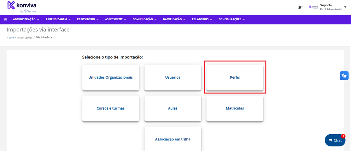 Importar Perfis