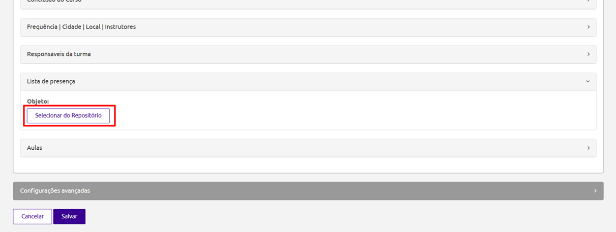 Associação de Lista na Turma