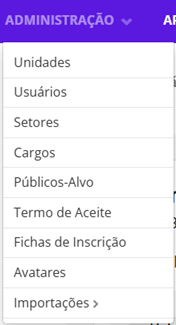 Menu Administração
