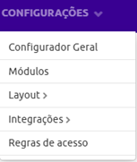 Menu Configurações