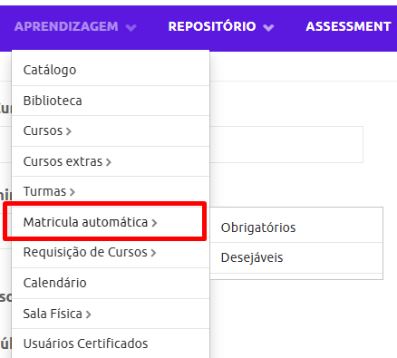 Menu de Matrículas Automáticas