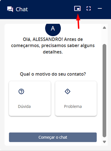 Posição do Chat Botão