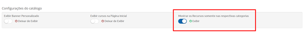 Mostrar os Recursos somente nas respectivas categorias