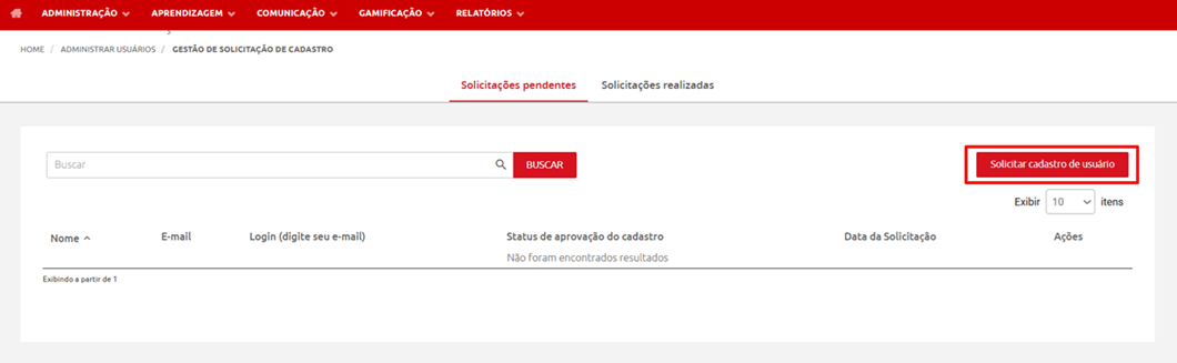 Solicitação de Cadastro