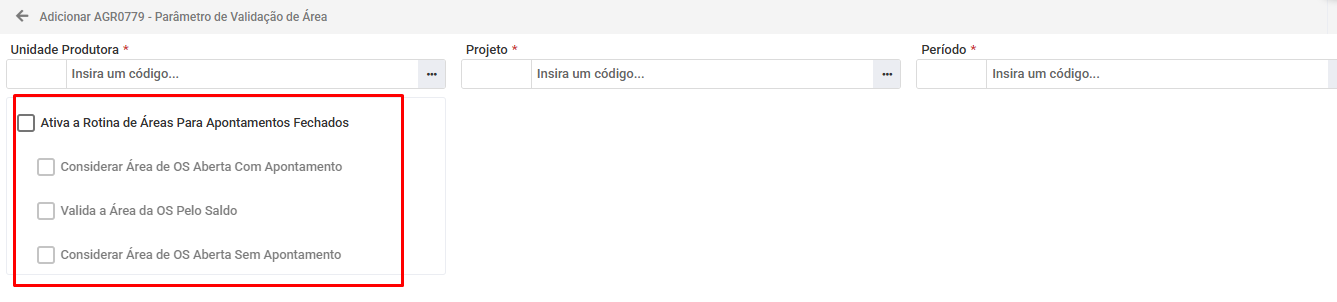 Parâmetros de Validação de Área