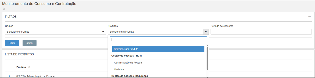 Selecione um produto
